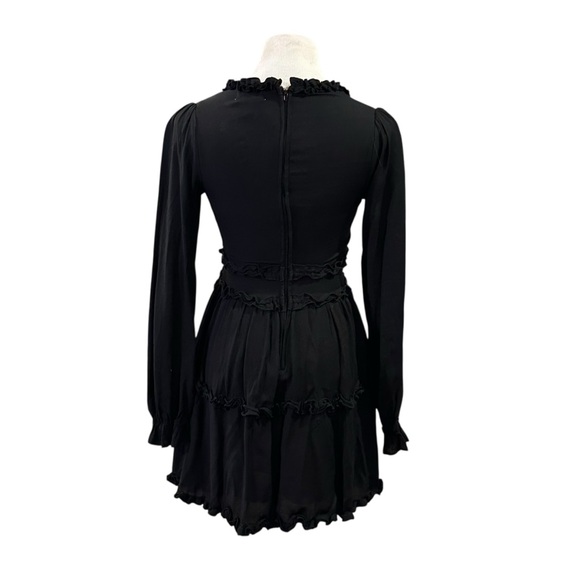Altar'd State Genevieve Black Babydoll Ruffle Long Sleeve Mini Dress - Size XS - Picture 6 of 16